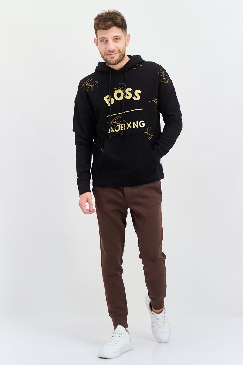 HUGO BOSS Men Graphic Long Sleeves Hooded Sweatshirt, Black - Image 2