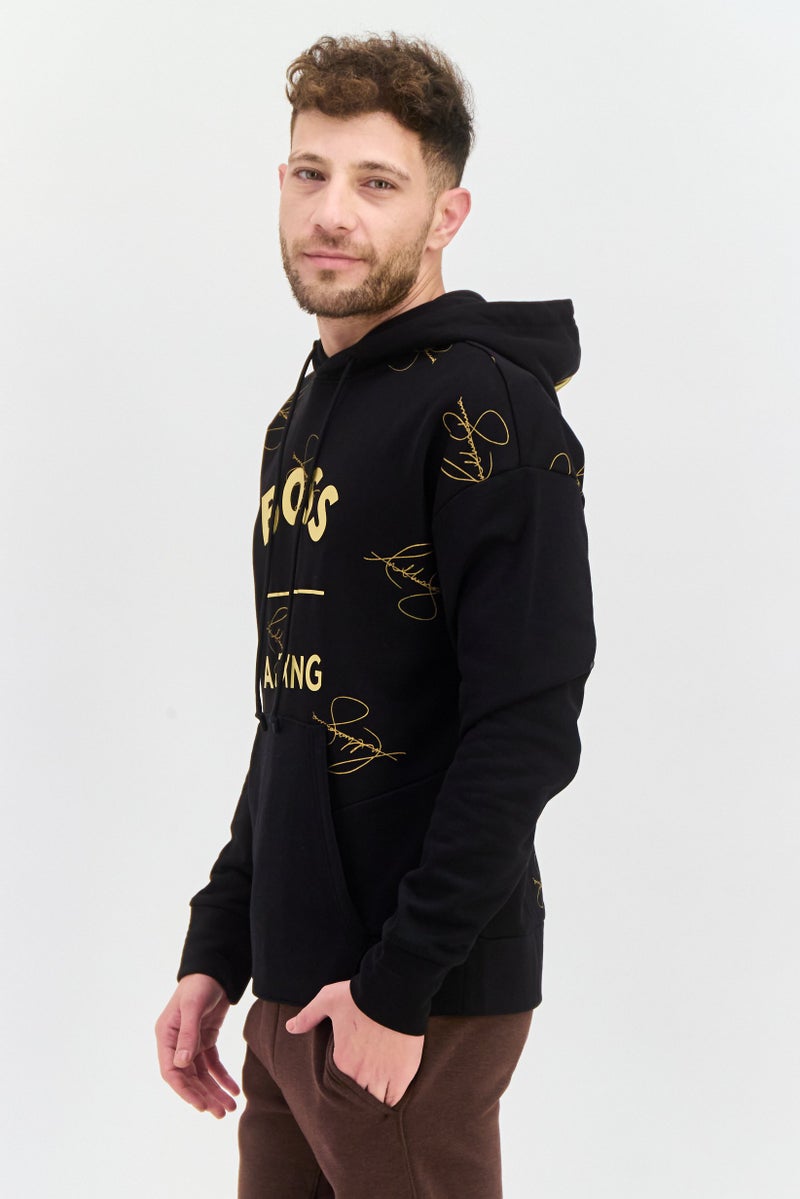 HUGO BOSS Men Graphic Long Sleeves Hooded Sweatshirt, Black - Image 4