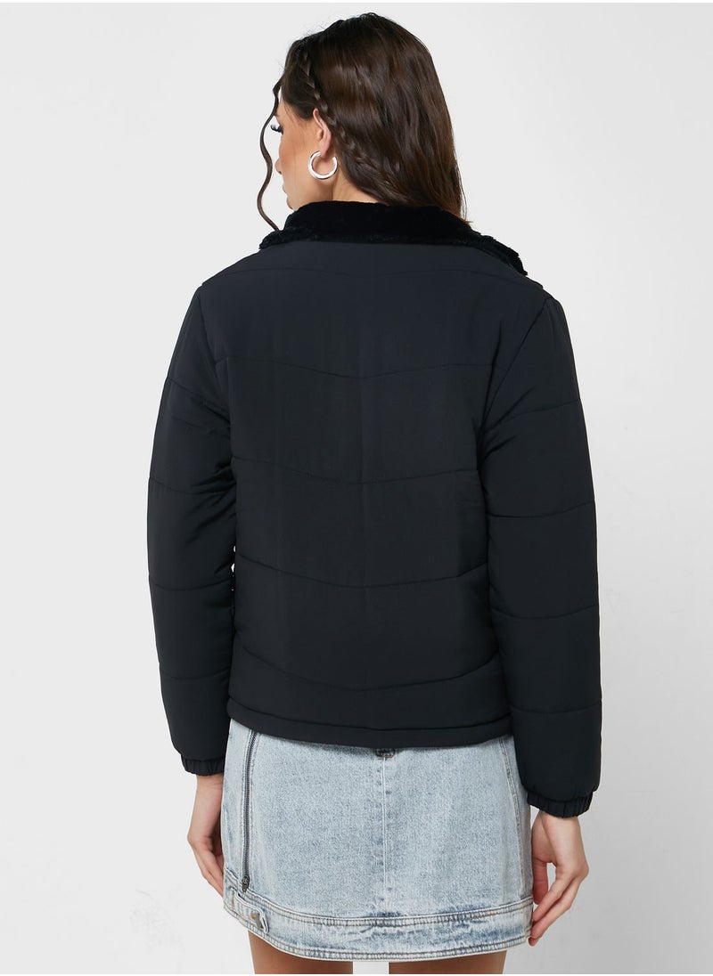 Urban Minx - Urban Minx Urban Minx Padded Jacket With Collar Fur - Image 1