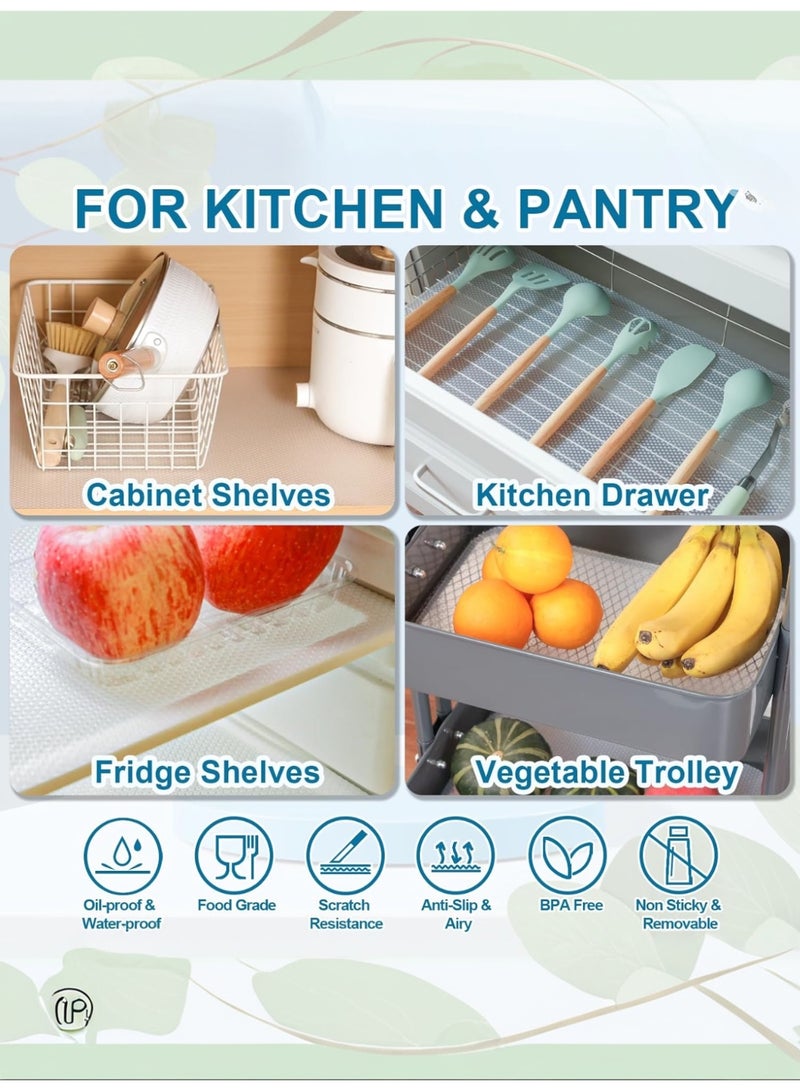 حصائر الرفوف، حصائر درج المطبخ 45 × 500 سم، واقي خزانة من EVA غير لاصق، بطانة الخزانة، بطانة الثلاجة - Image 5