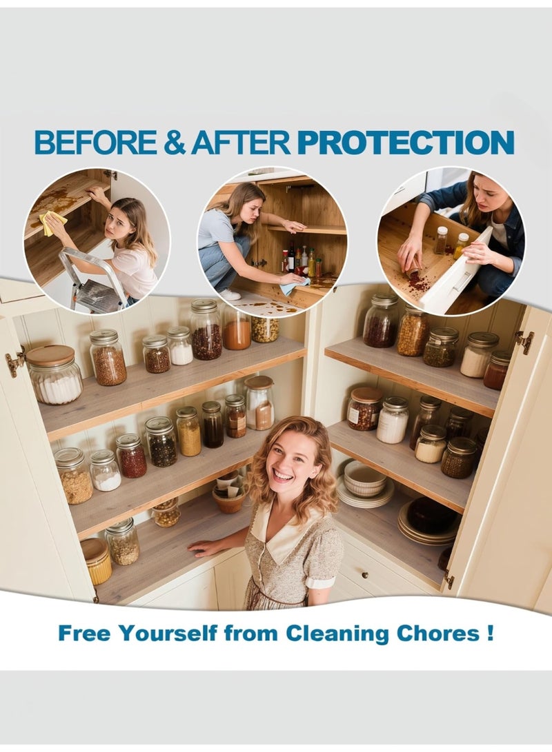 حصائر الرفوف، حصائر درج المطبخ 45 × 500 سم، واقي خزانة من EVA غير لاصق، بطانة الخزانة، بطانة الثلاجة - Image 2