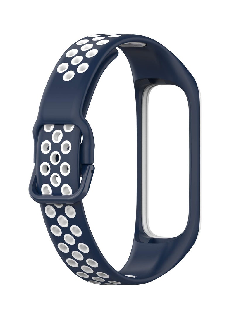 Bands Compatible with Samsung Galaxy Fit 2 Wristbands Two-Toned Silicone Colourful Breathable Bracelet Strap Band for Galaxy Fit 2 SM-R220 Fitness Smartwatch for Men Women (Midnight blue white) - Image 3