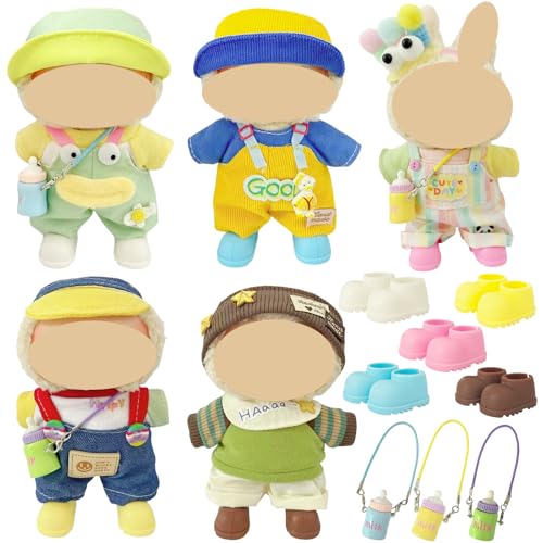 Ezcora Clothes for Doll 5 Pack Clothes for 17cm Doll Include Pairs of Shoes Perfect for Play Display Doll Outfits Accessories for Collectors No Dolls Pastel Dopamine - Image 1