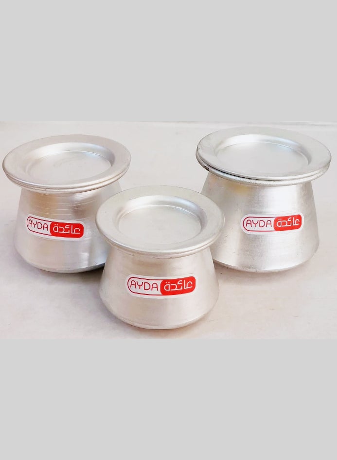 طقم 3 قطع من وعاء الألمنيوم المصغر هاندي 8 x 8 x 6.5 سم