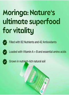 Moringa Moringa Powder Capsules Nutritious Moringa Powder Natural Green Antioxidant Superfood Supports Energy Gut Health Supports Joint Health Night's Sleep Essential Vitamins Amino Acids  - Image 2