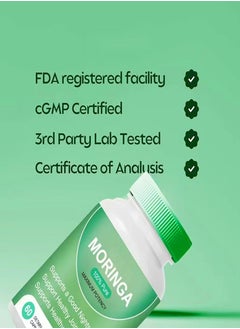 Moringa Moringa Powder Capsules Nutritious Moringa Powder Natural Green Antioxidant Superfood Supports Energy Gut Health Supports Joint Health Night's Sleep Essential Vitamins Amino Acids  - Image 4