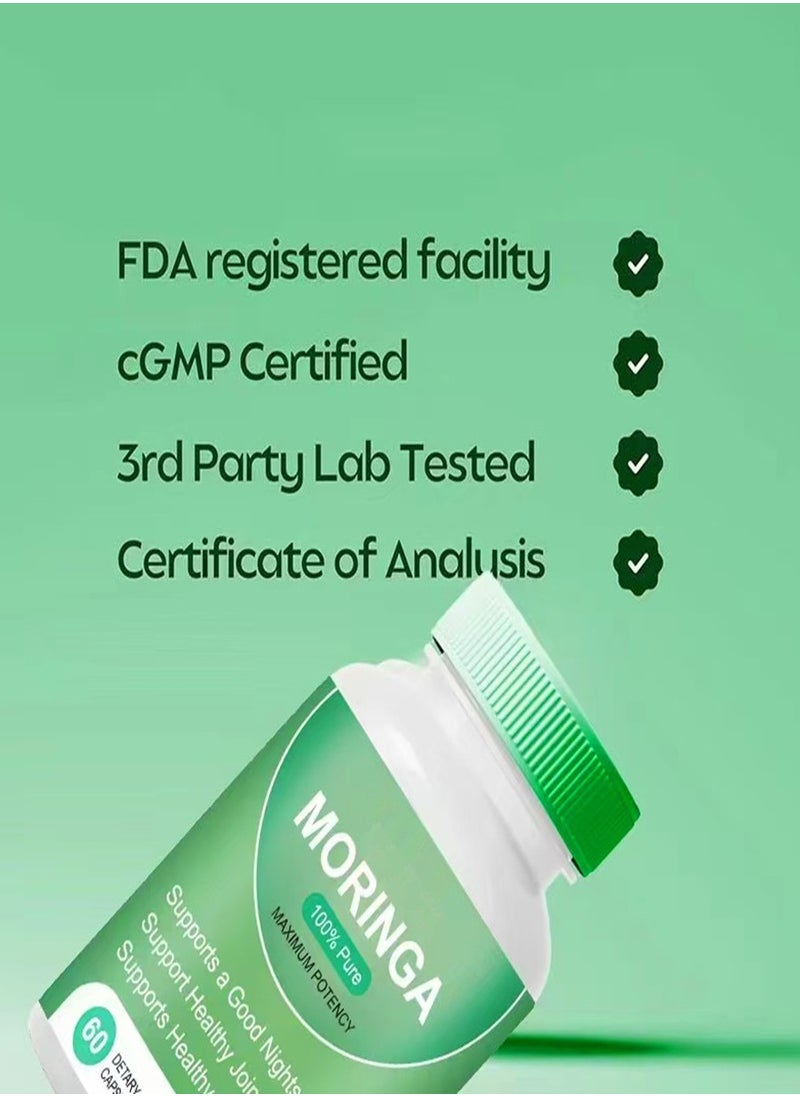 Moringa - Moringa Powder Capsules Nutritious Moringa Powder Natural Green Antioxidant Superfood Supports Energy Gut Health Supports Joint Health Night's Sleep Essential Vitamins Amino Acids - Image 1
