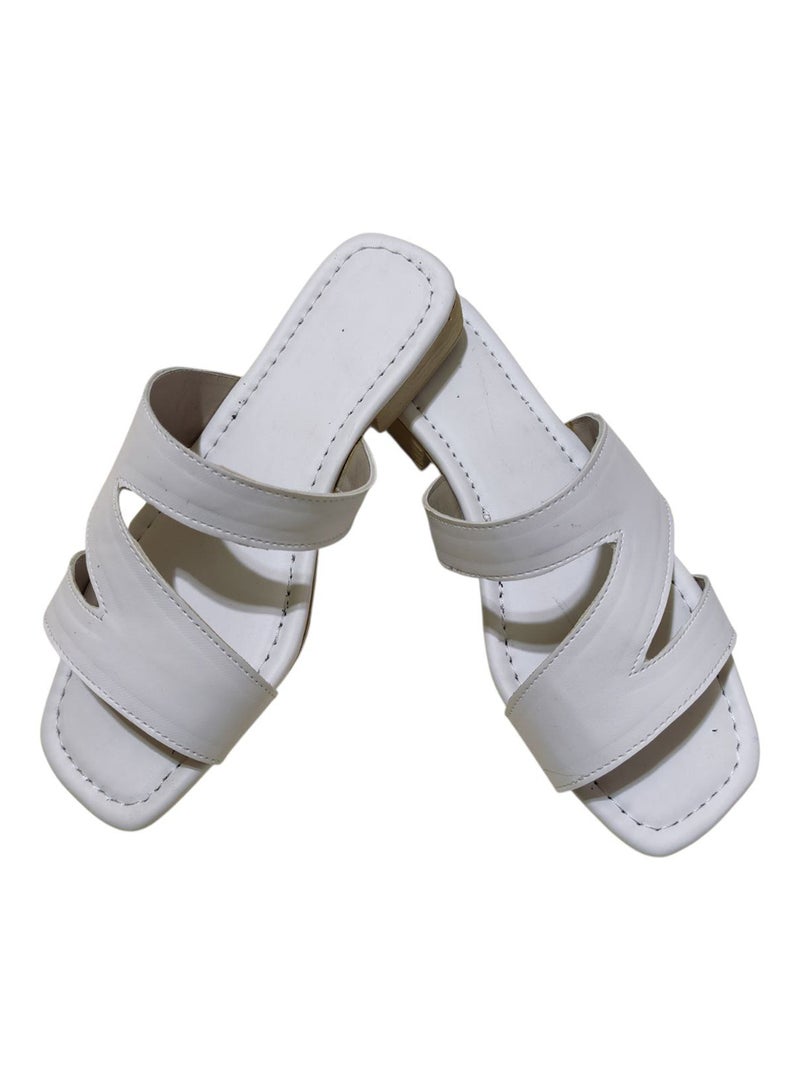 Karisma Flat Squared Toe Slippers With Three Strap Cut Design - Image 1