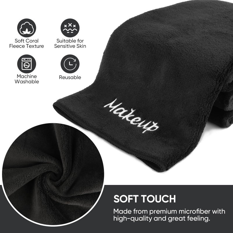UNIMADE Makeup Remover Cloth, 12 Pack Black Facial Wash Cloths, Soft Coral Fleece Microfiber Towels for Face, Hand, and Bathroom(13" x 13") - Image 3