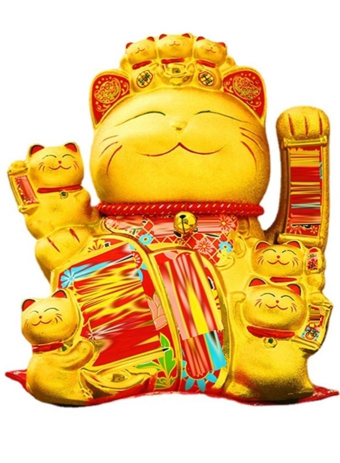 Golden Welcoming Cat for Home Office Display Gift for Friends or Colleagues 22x17x25cm