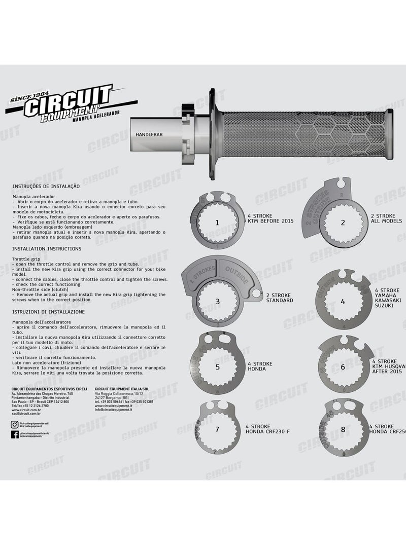 CIRCUIT Motorcycle Handlebar Grips - High-Performance Hand Grips Kira Lock-On for Motorcycle Handlebars - Fit 2 & 4-Stroke Models - Handlebar Grips with 8 Adapters by Circuit Equipment - Image 4