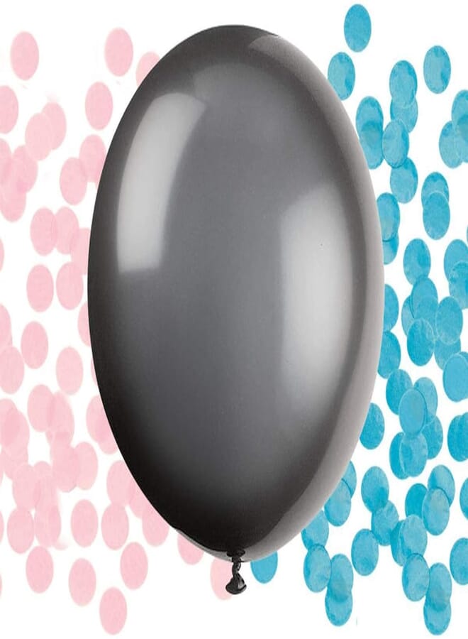 Hz Gender Reveal Balloon with Confetti (Black/Pink/Blue)