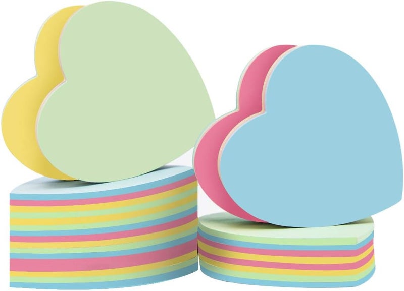 أوسوبولا Sticky Notes - 1000 Sheets Heart Mixed 4 Color Bulk Sale Sticky Memo Post Memo Note Tape Self Stick Notes for Office/School/Home - Image 1