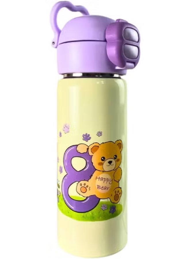 زجاجة سفر معزولة بتفريغ الهواء بسعة 500 مل مع كوب حراري للجدار الداخلي من الستانلس ستيل 316، زجاجة شرب مفرغة 2 في 1 مع ماصة وفتحة رشفة، زجاجة محمولة مانعة للتسرب - Image 5