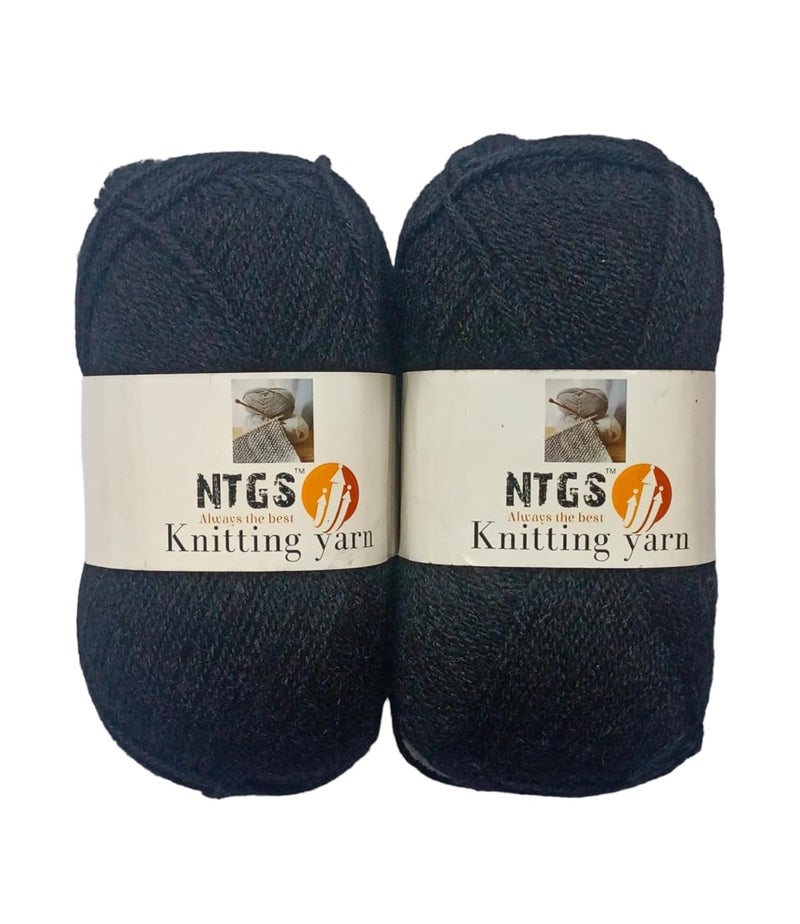 NTGS Rosemary Black 200gm Wool Hank Hand Knitting Wool and Art Craft Soft Fingering Crochet Hook Yarn, Needle Knitting Yarn Thread Dyed - Image 3