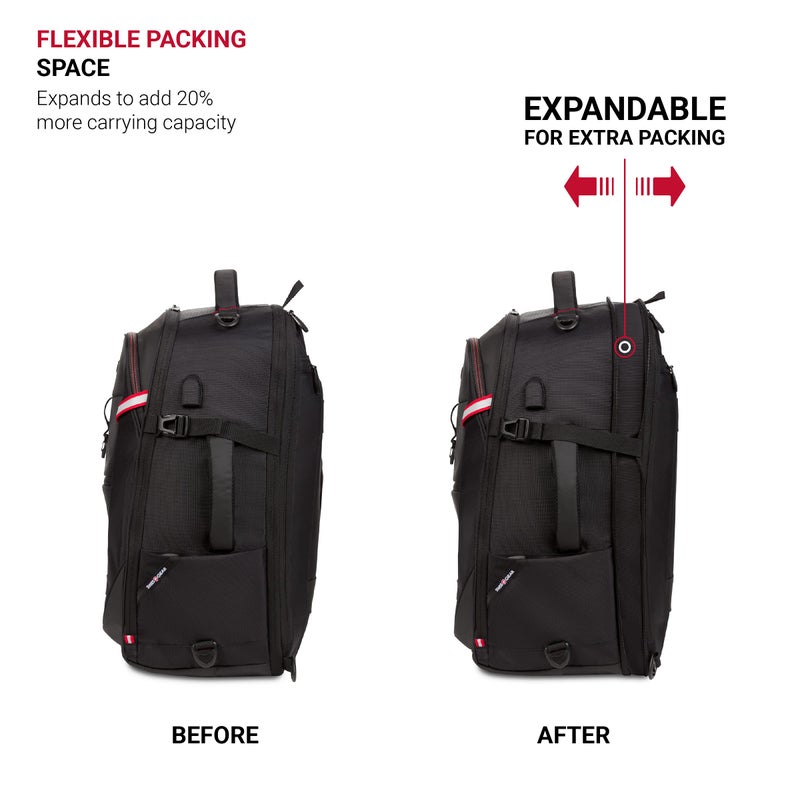 SwissGear Hybrid Travel Laptop Backpack, Black, 21.5-Inch - Image 5