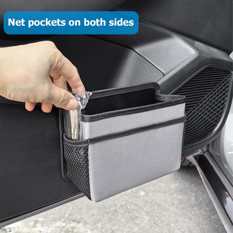Mandark Car Trash Can, Foldable Mini Vehicle Trash Bin Garbage Organizer Holder, Waterproof Auto Interior Hanging Dustbin Storage Bag Container Accessories, Universal for Most Cars (Silver/Gray) - Image 5