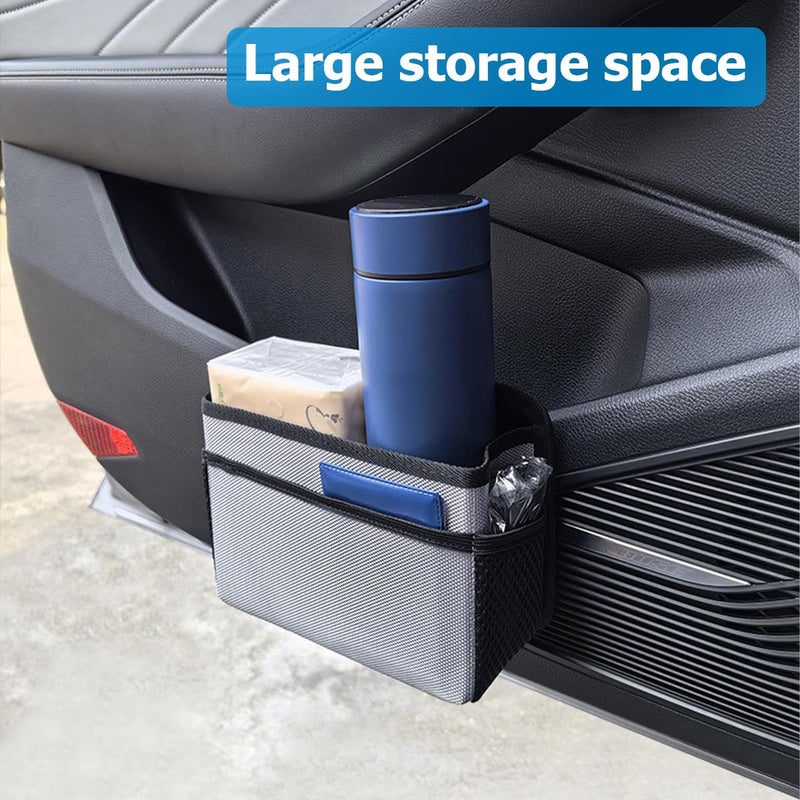 Mandark Car Trash Can, Foldable Mini Vehicle Trash Bin Garbage Organizer Holder, Waterproof Auto Interior Hanging Dustbin Storage Bag Container Accessories, Universal for Most Cars (Silver/Gray) - Image 4