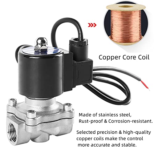 AOMAG Normally Closed Water Fountain Solenoid Valves, 3/4" NPT AC 110V Stainless Steel VITON Electric Underwater Solenoid Valve for Water, Air, Oil, Fuel - Image 3