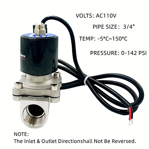 AOMAG Normally Closed Water Fountain Solenoid Valves, 3/4" NPT AC 110V Stainless Steel VITON Electric Underwater Solenoid Valve for Water, Air, Oil, Fuel - Image 4