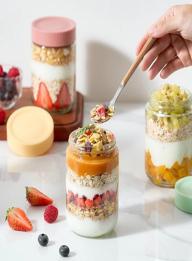 Danmu 16 oz Overnight Oats Containers with Lids,Meal Prep Containers 6 Pack,Mason Jars 16 oz with Lids for Snack,Overnight Oats,Yogurt,Parfait,Soup,Smoothies,Salad 100% Leak-proof Dishwasher Safe - Image 4