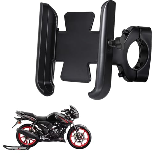WHIPONE CNC Metal Bike Mobile Holder Compatible for TVS Apache RTR 160, 360° Rotation Phone Mount Cradle for Bicycle & Motorcycle, Handlebar for All Smartphones, Anti-Slip, Full Grip (Black) - Image 1