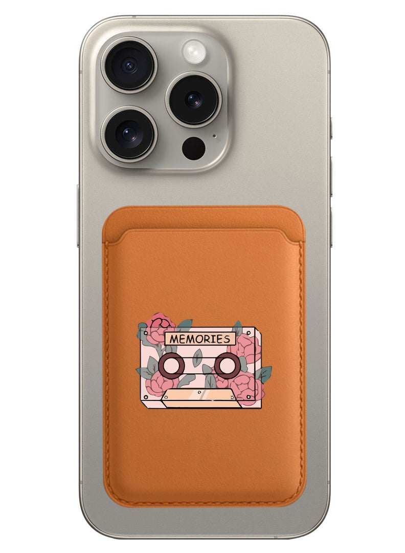 Theodor Magnetic Wallet, Compatible with MagSafe Wallet, for iPhone Wallet, for iPhone 16/15/14/13/12 Series, Not for iPhone 13/12 mini, 3 Card Holder, Vegan Leather, Brown - Memories - Image 1