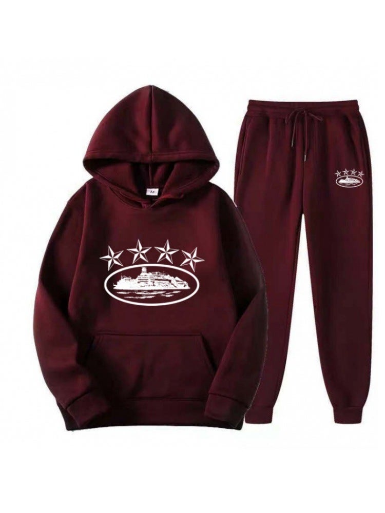 New Pentagram Magic Island Trendy Street Loose Velvet Sweatshirt Suit Men'S And Women'S Hip-Hop Casual Suit - Image 4