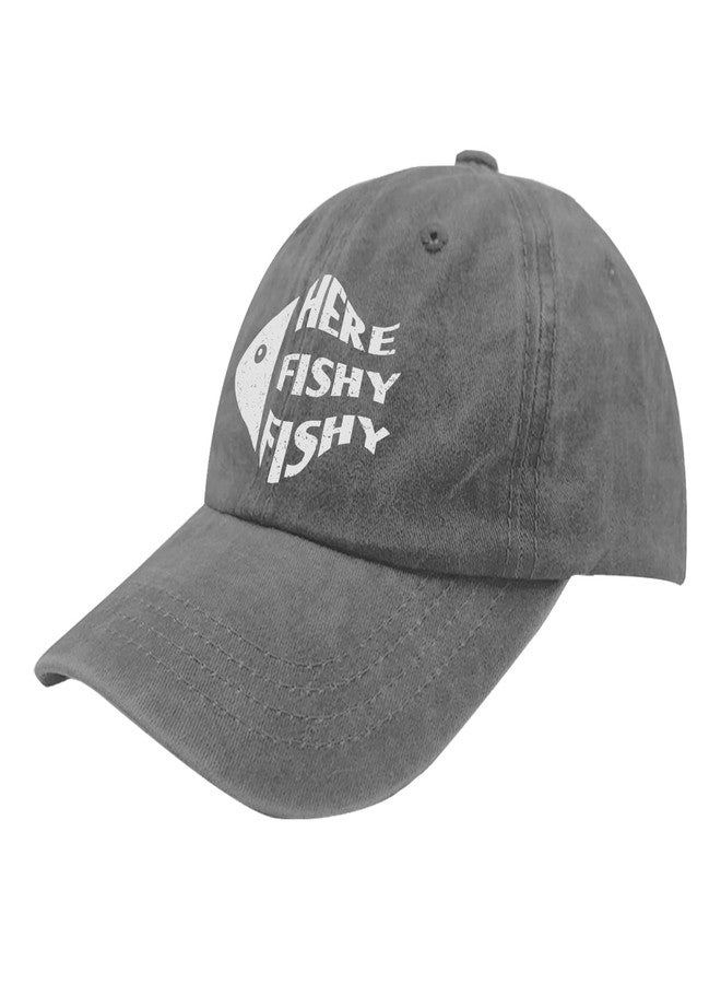 Paunook Fishy Hat Here Fishy Caps Hats for Men Fashion Pigment Gray Black Hats for Men Gifts for Mom Golf Hats - Image 2