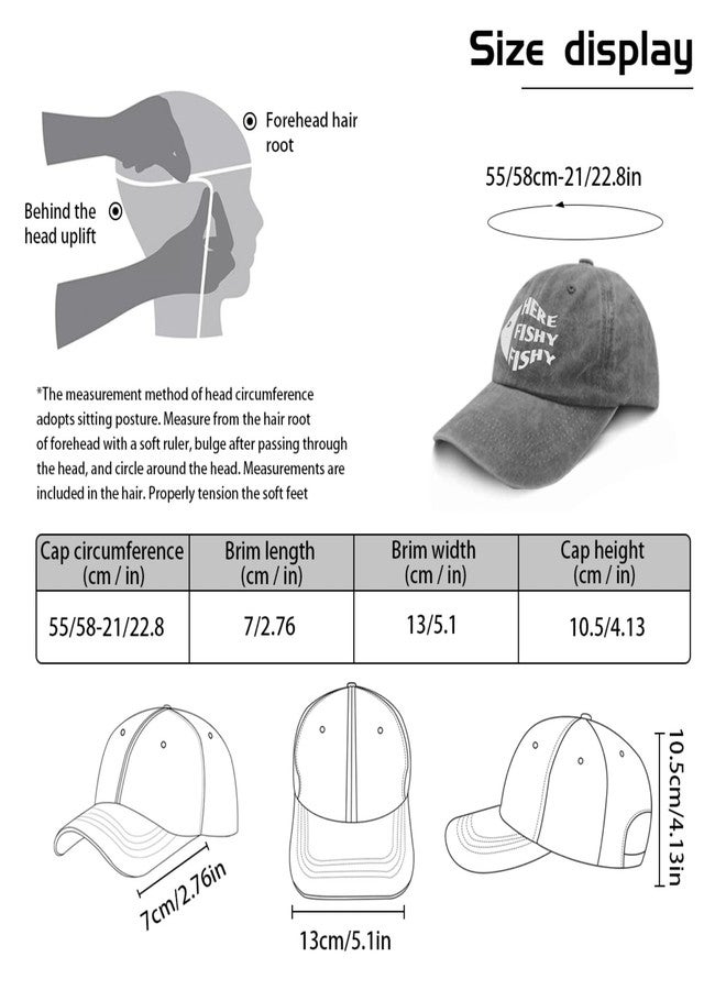 Paunook Fishy Hat Here Fishy Caps Hats for Men Fashion Pigment Gray Black Hats for Men Gifts for Mom Golf Hats - Image 3
