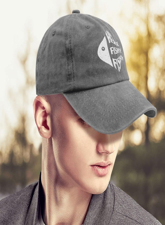 Paunook Fishy Hat Here Fishy Caps Hats for Men Fashion Pigment Gray Black Hats for Men Gifts for Mom Golf Hats - Image 4