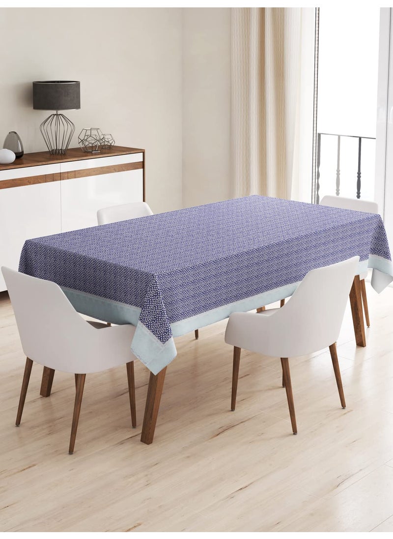 Bianca Bianca Vinyl PVC Dining Table Cover Easy to Clean Table Cloth -1pc 4-6 Seater (Clasic-Clear) Floral-Blue  - Image 2