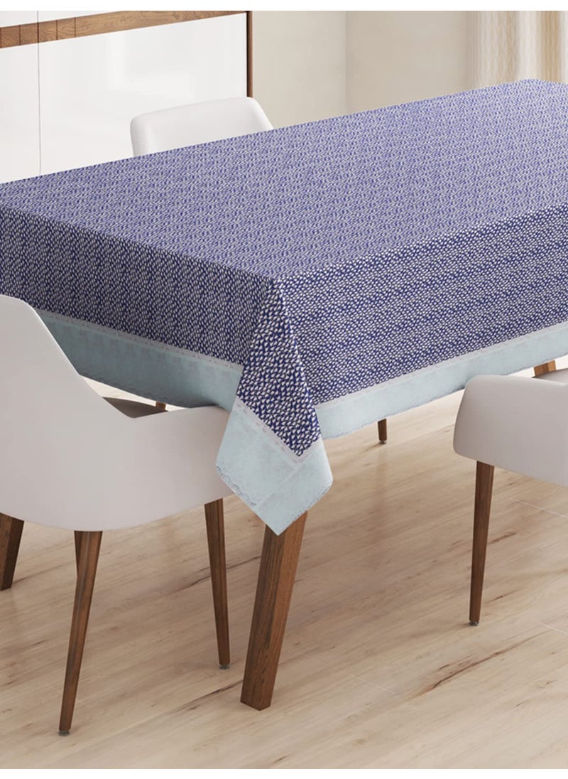 Bianca Bianca Vinyl PVC Dining Table Cover Easy to Clean Table Cloth -1pc 4-6 Seater (Clasic-Clear) Floral-Blue  - Image 1