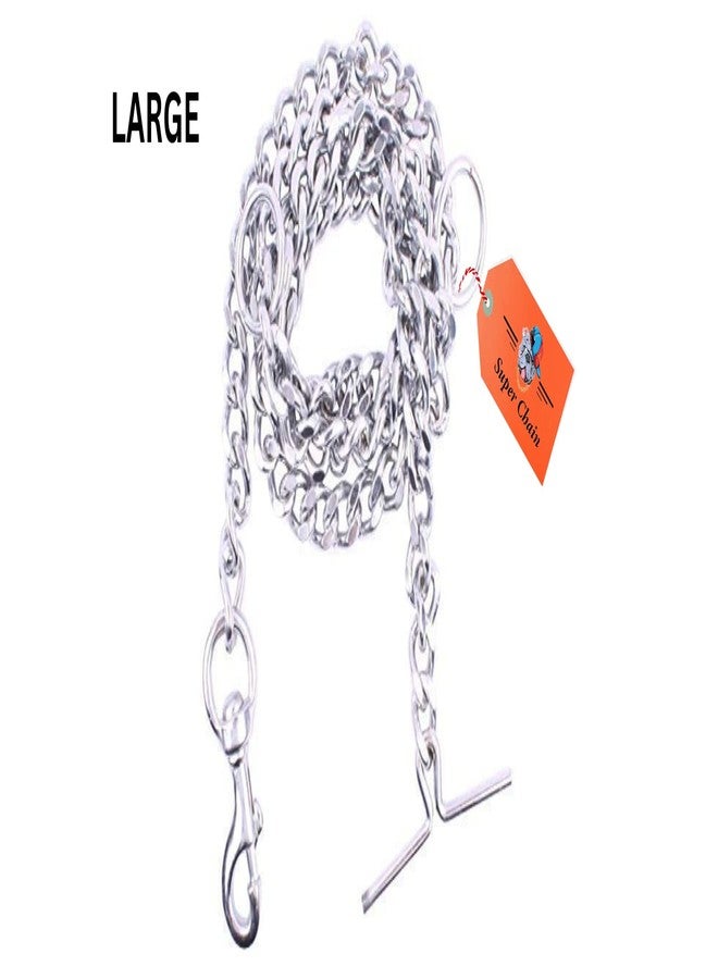 SUPER CHAIN سلسلة كلاب سوبر تشين فضية ثقيلة الوزن، سلسلة كلاب شديدة التحمل مع خطاف قوي (صغير - 60 بوصة) (كبير) - Image 2