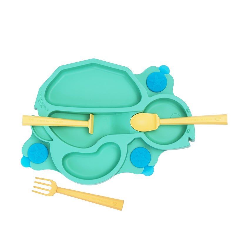 Constructive Eating Plate Made in USA | Constructive Baby | Kids Dinnerware Set, Green Turtle Plate | Divided Suction Plates for Toddlers â€“ Made with Materials Tested for Safety - Image 2