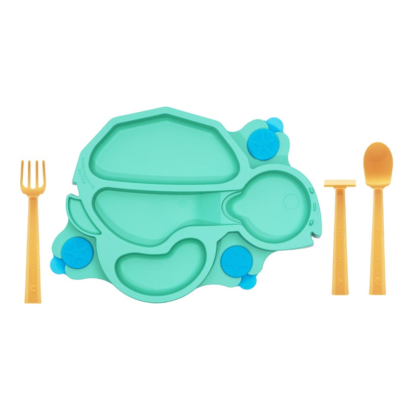 Constructive Eating Plate Made in USA | Constructive Baby | Kids Dinnerware Set, Green Turtle Plate | Divided Suction Plates for Toddlers â€“ Made with Materials Tested for Safety - Image 5