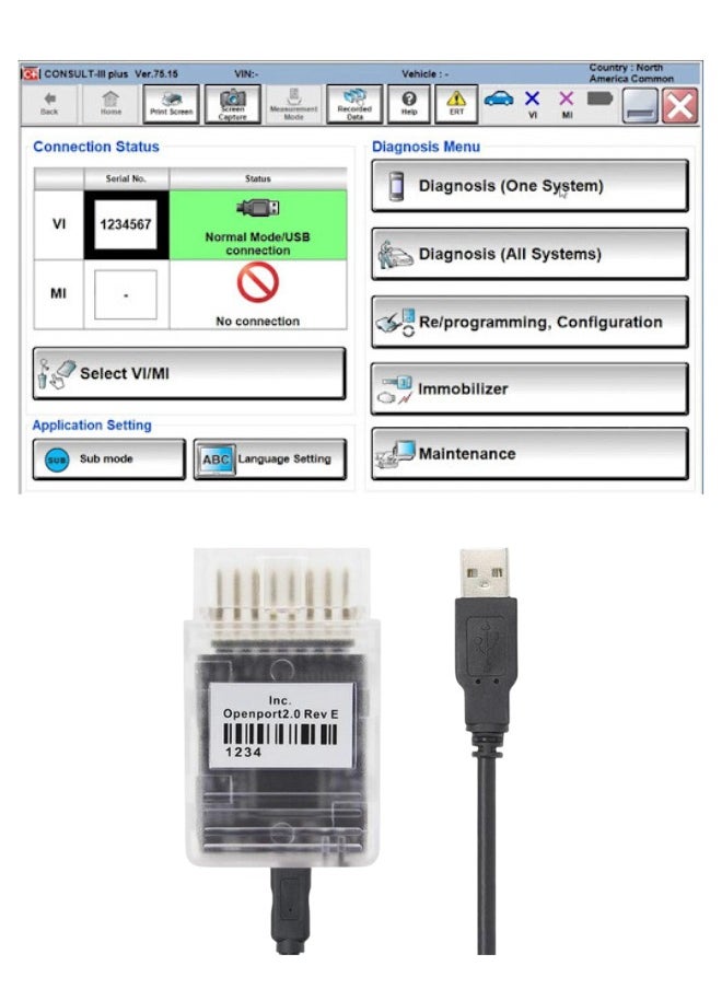 Generic - Openport Vci J2534 Passthru Obd2 Programmer For Consult 3 Plus Diagnostic Scan Tool Software Version 75.15 Install Support - Image 1