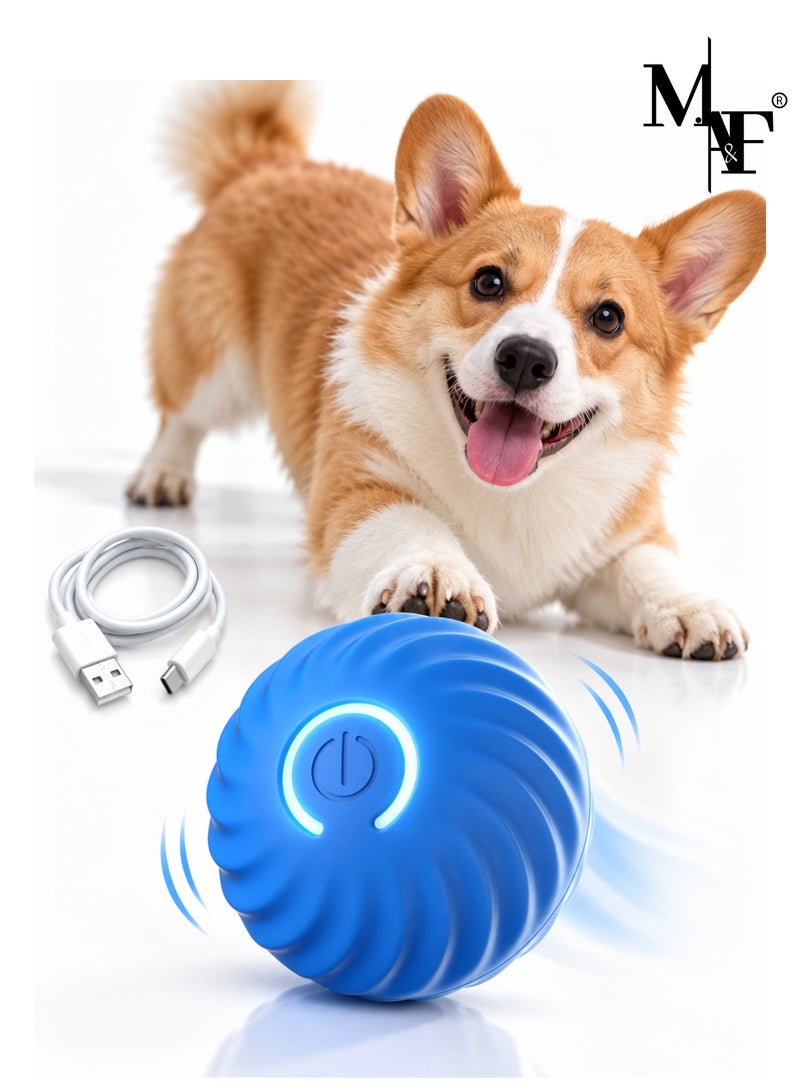 M.A&F's INTERACTIVE DOG BALL TOY, Smart Self-Moving Ball with 2 Modes Long Battery Life, New Electric Intelligent Teasing Cat Ball, Rechargeable Cat Toys Balls for Indoor Cats, Dogs, Pets,Blue - Image 1