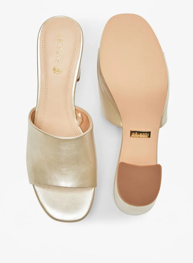 Celeste Women's Solid Slip-On Sandals with Block Heels