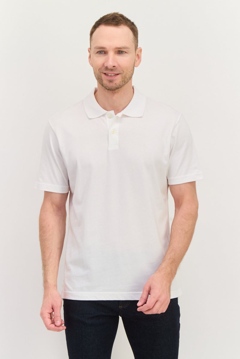 GAP Men Regular Fit Textured Short Sleeves Polo Shirt, White - Image 1