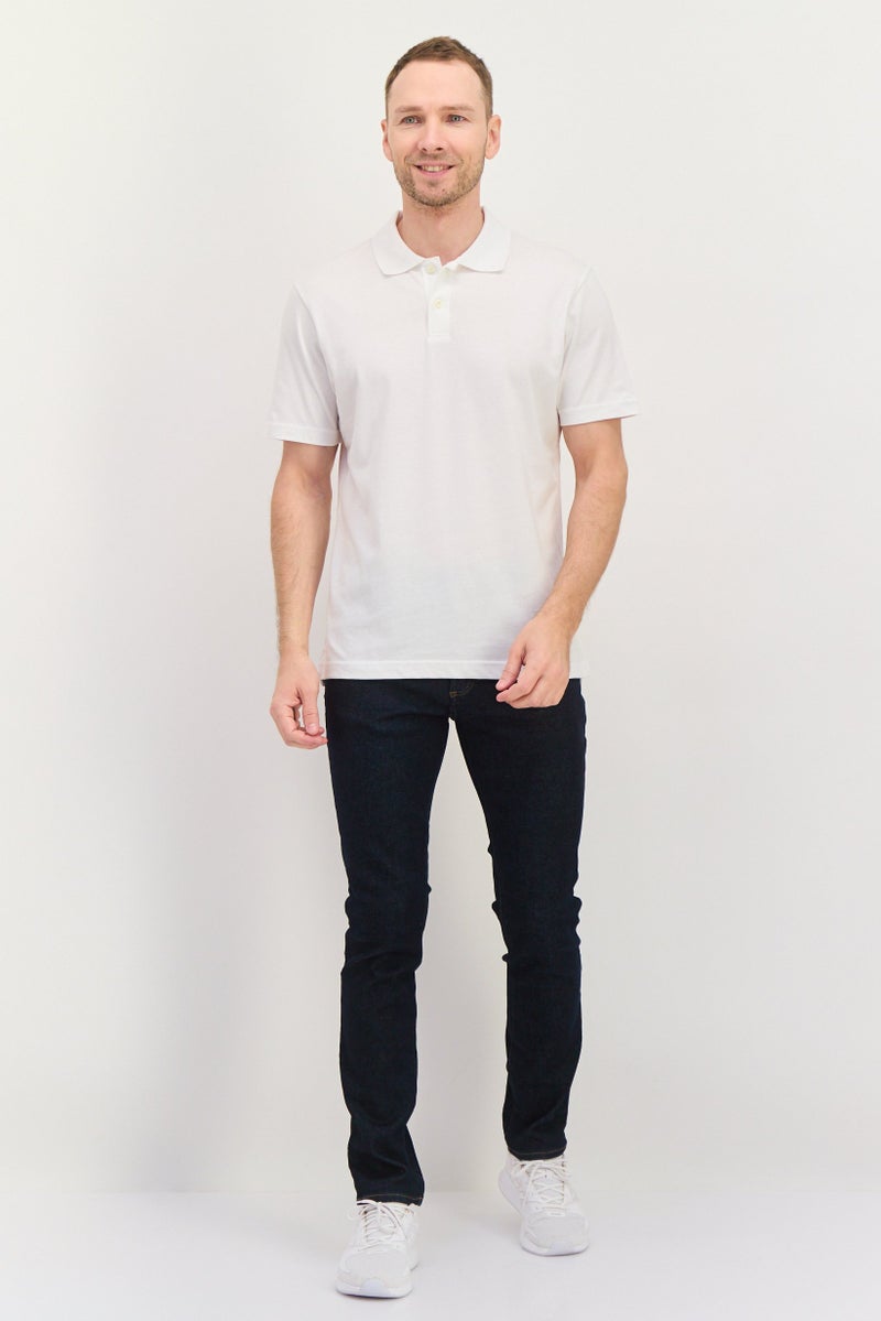 GAP Men Regular Fit Textured Short Sleeves Polo Shirt, White - Image 4