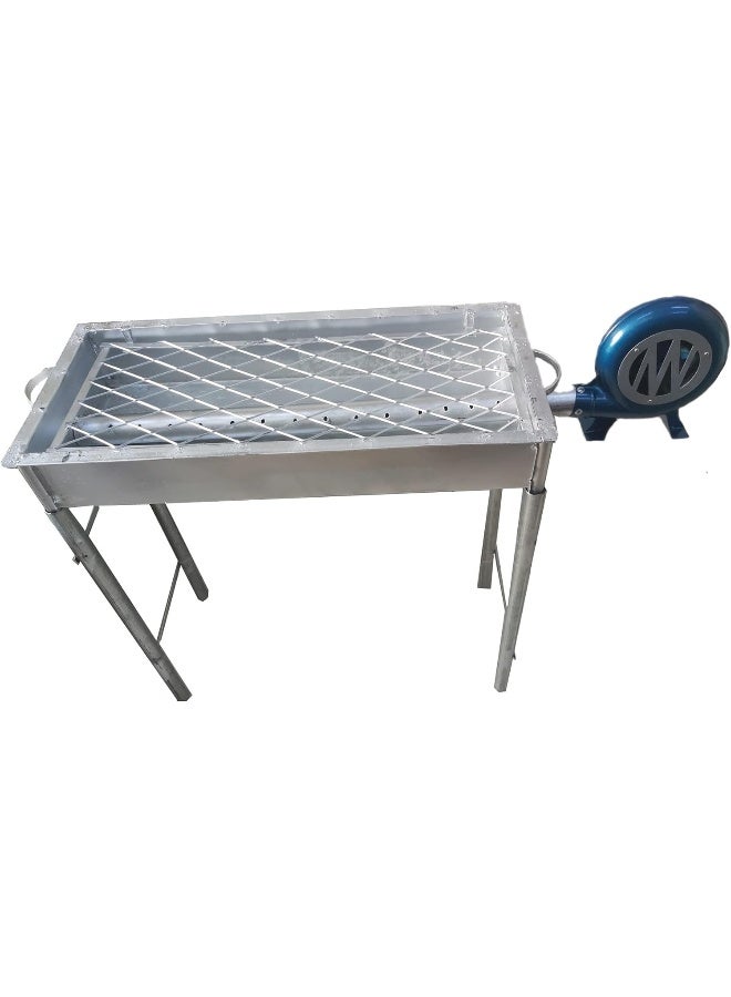 GO2CAMPS Alsaqer BBQ Grill with Air Maker/Blower Galva Tin Made Barbeque Hand BlowerFan, Adjustable Legs - Image 2