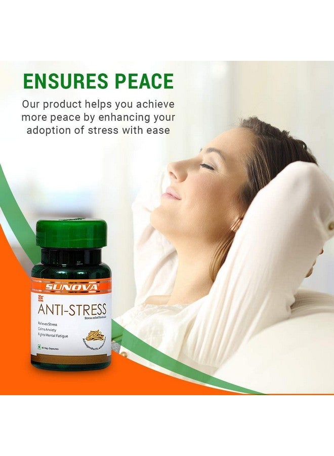 SUNOVA Anti-Stress Capsules - Herbal Stress Relief Formula, Ashwagandha Extract for Relieving Stress, Calming Anxiety, 60 Veg. Capsules x Pack of 4 - Image 4