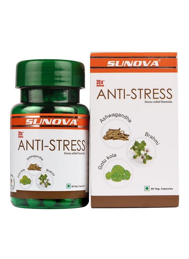 SUNOVA Anti-Stress Capsules - Herbal Stress Relief Formula, Ashwagandha Extract for Relieving Stress, Calming Anxiety, 60 Veg. Capsules x Pack of 4 - Image 3