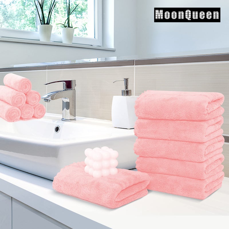 موون كوين Moonqueen 18 مناشف اليد المتميزة - تجفيف سريع - مناشف شديدة الألياف الدقيقة من المناشف الممتصة للغاية - الاستخدام متعدد الأغراض كمنشفة يد دش في الفندق 16 × 28 بوصة (وردي)  - Image 3