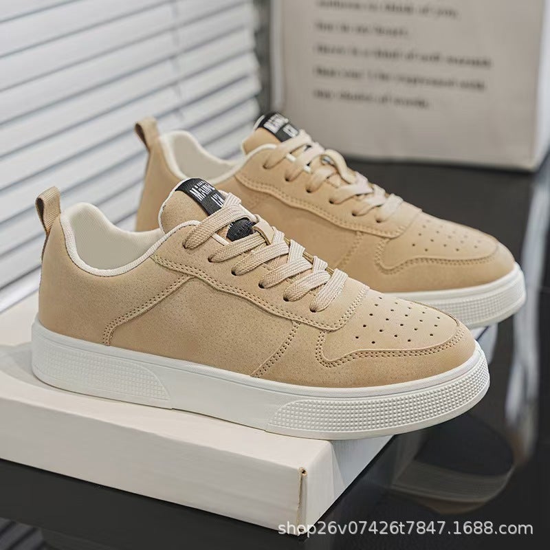 Foreign trade special fund 2025 plus size board shoes cross-border mens shoes leather four seasons fashion Joker soft bottom casual sneaker Beige 