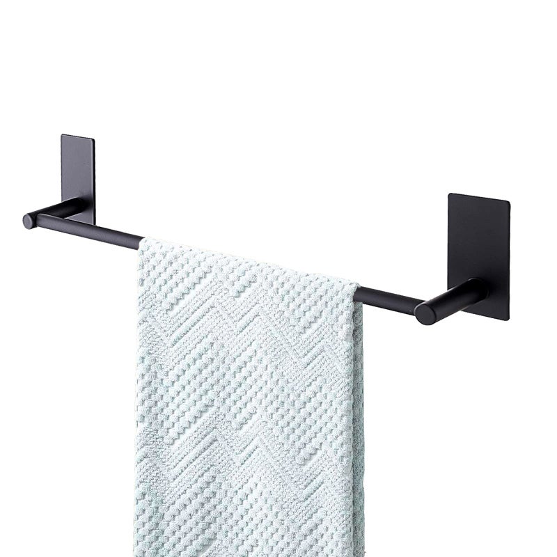 Songtec Adhesive Towel Bar Black 16Inch Stick On Bath Towel Rack No Drill Strong Adhesion Tape Mount Towel Holder Stainless Steel Black