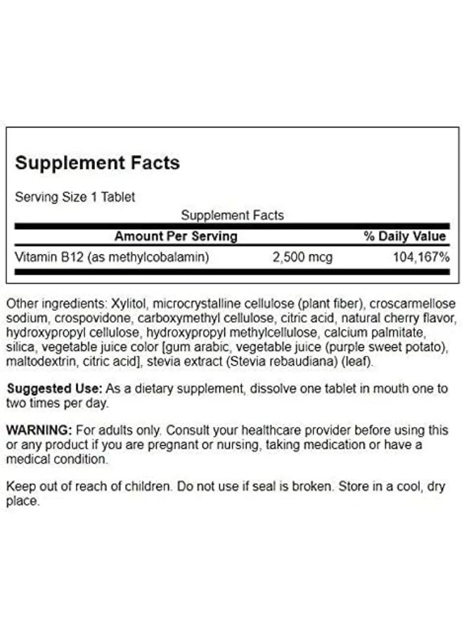 SWANSON B12 Methylcobalamin Tablets for Energy and Metabolism - Image 2