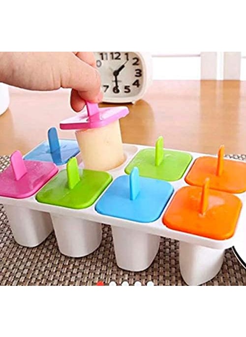 Pass Pass pass pass 8 Set Ice Cream Candy Kulfi Maker Plastic Mould ice Stick Trays  - Image 4