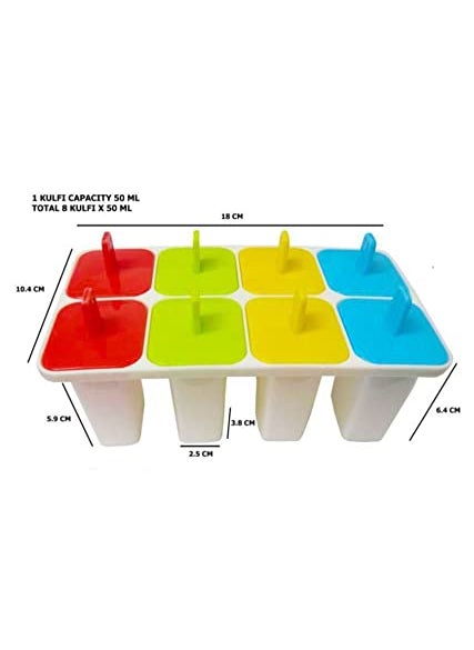 Pass Pass pass pass 8 Set Ice Cream Candy Kulfi Maker Plastic Mould ice Stick Trays  - Image 3